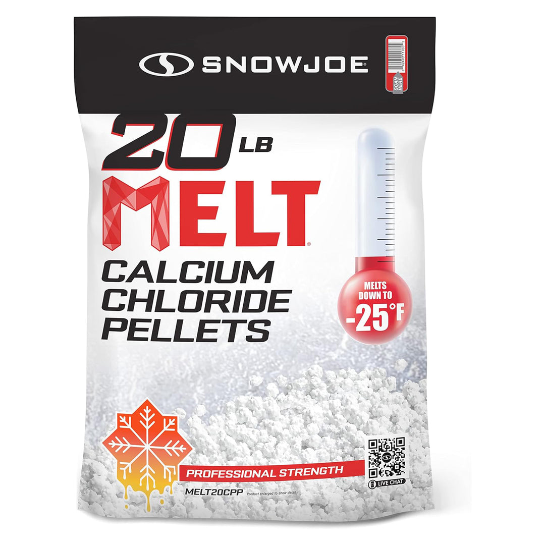 Snow Joe Pure Calcium Chloride Ice Melt Pellets, Safe for Concrete, 20 Pounds