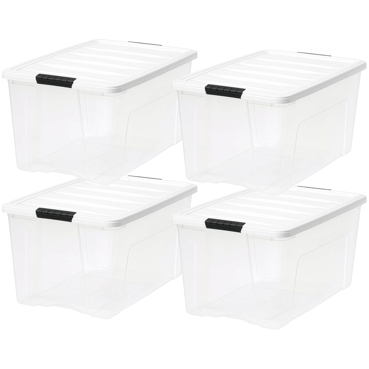 IRIS USA 4 Pack 72 Quart Stackable Plastic Storage Bins with Lids (Open Box)
