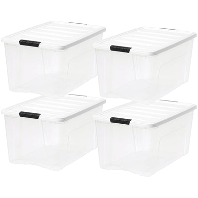 IRIS USA 4 Pack 72 Quart Stackable Plastic Storage Bins with Lids (Open Box)