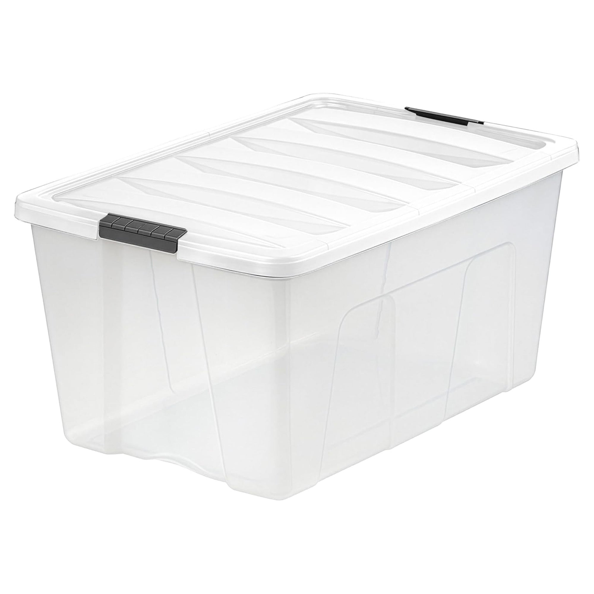 IRIS USA 8 Pack Stackable Plastic Storage Bins with Lids, 94 Quart, Clear/White