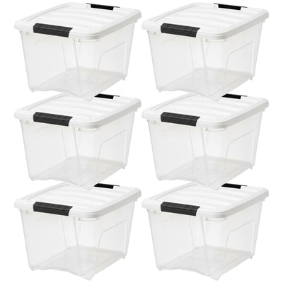 IRIS USA 6 Pack 19 Quart Stackable Plastic Storage Bins with Lids, (Open Box) - VMInnovations