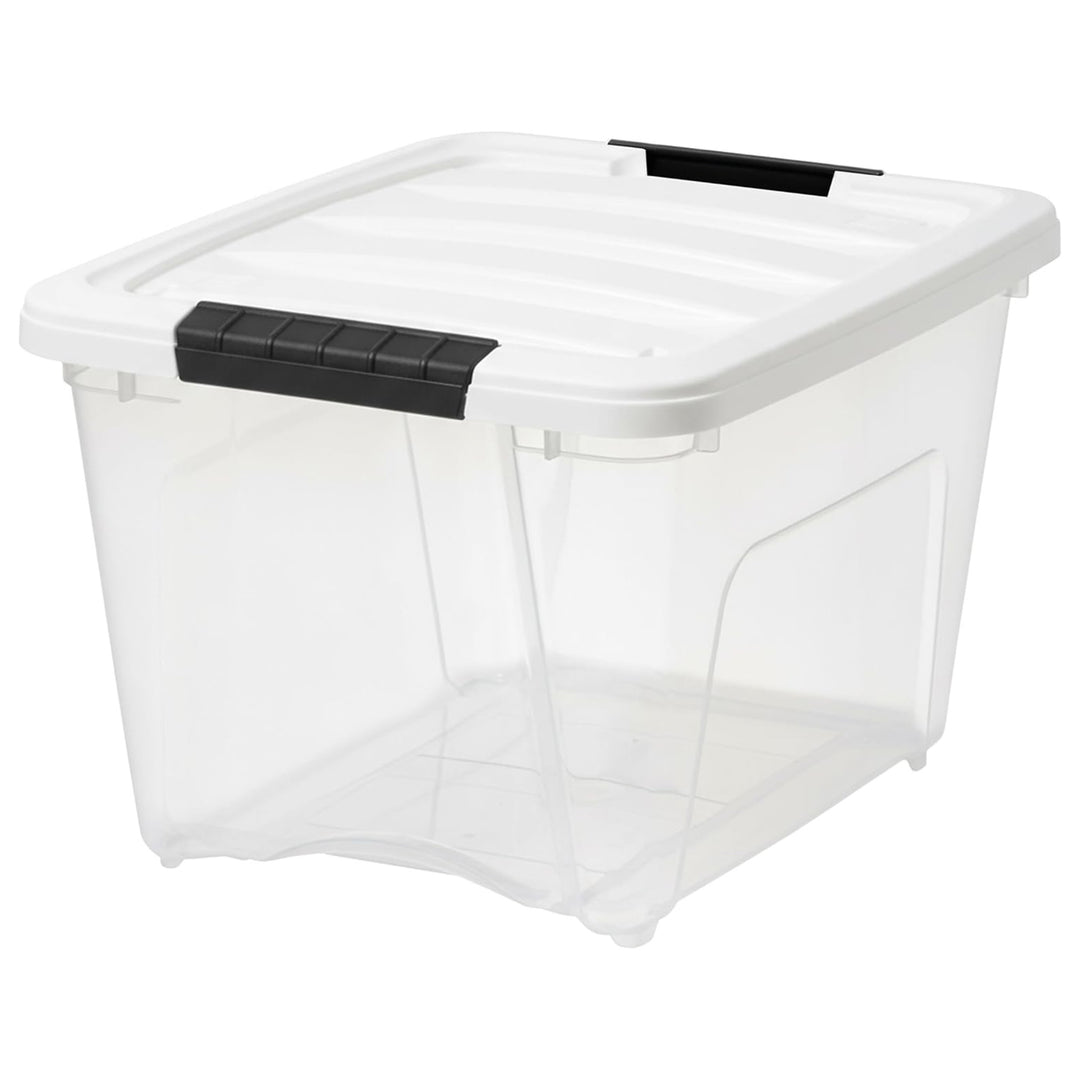 IRIS USA 6 Pack 19 Quart Stackable Plastic Storage Bins with Lids, Clear/White