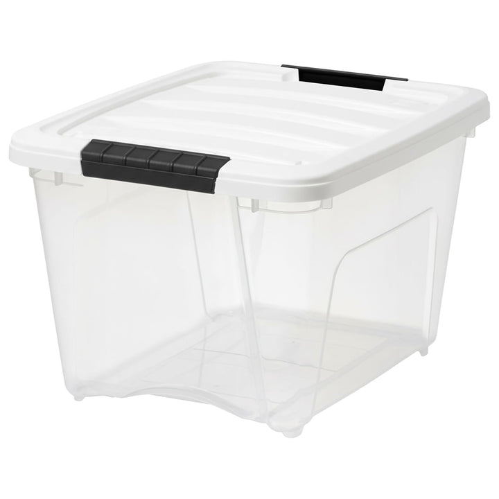 IRIS USA 6 Pack 19 Quart Stackable Plastic Storage Bins with Lids, Clear/White