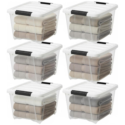 IRIS USA 6 Pack 19 Quart Stackable Plastic Storage Bins with Lids, (Open Box) - VMInnovations