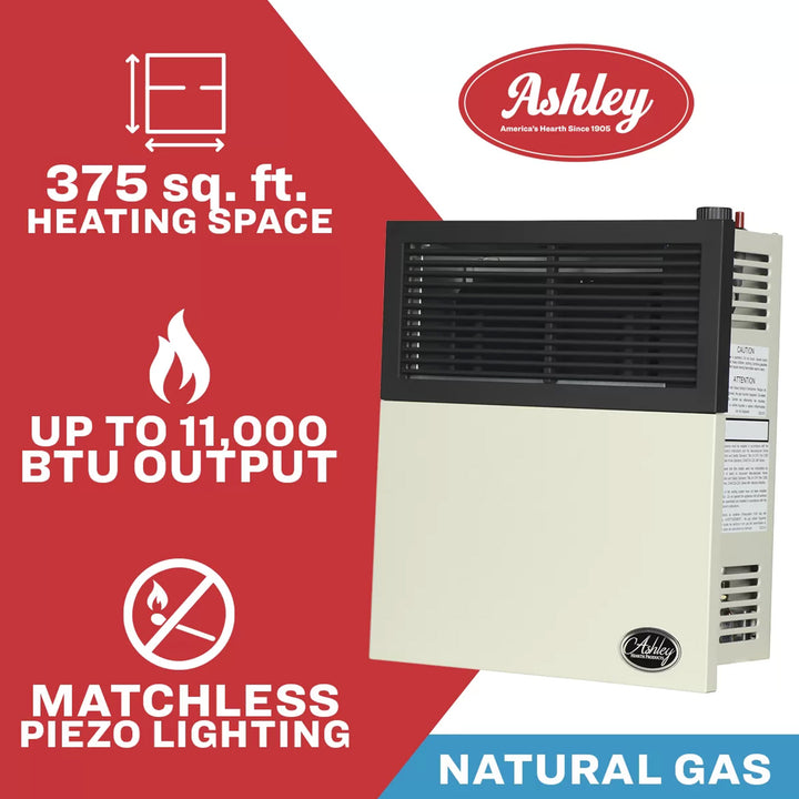 Ashley Hearth 11,000 BTU Direct Vent Propane Wall Heater, Cream (Open Box)
