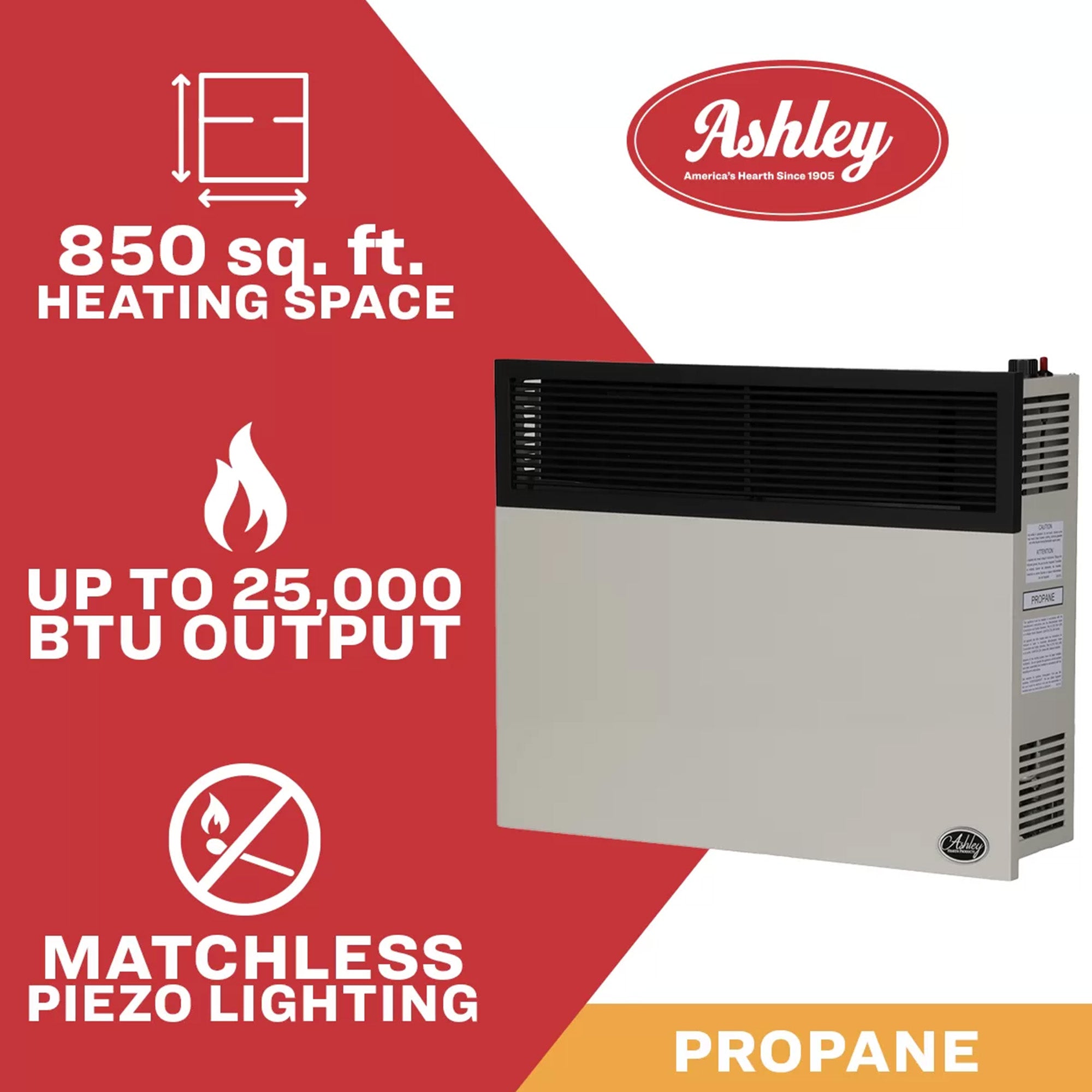Ashley Hearth 25,000 BTU Direct Vent Propane Wall Heater, Cream (Open Box) - VMInnovations