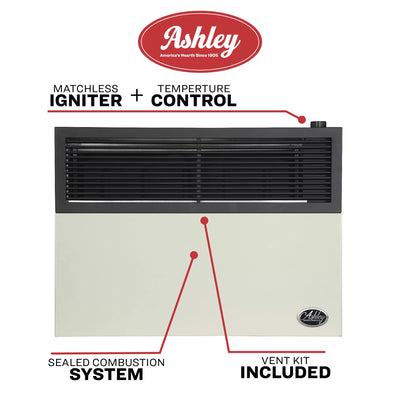 Ashley Hearth 25,000 BTU Direct Vent Propane Wall Heater, Cream (Open Box) - VMInnovations