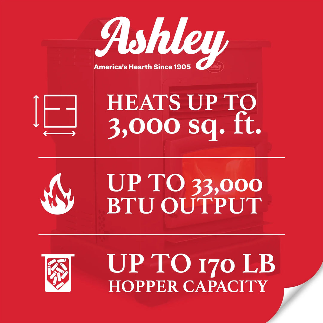 Ashley Hearth Pellet Stove Home Heater WiFi & Bluetooth Control, AP5622-W, Black