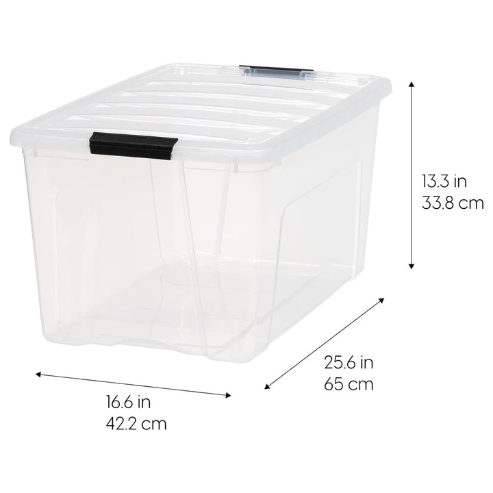 IRIS USA 72 Qt Storage Bins with Lids, Stackable Plastic Containers, Clear, 2 Pk