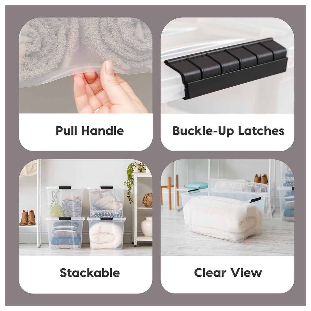 IRIS USA 72 Qt Storage Bins with Lids, Stackable Plastic Containers, Clear, 2 Pk