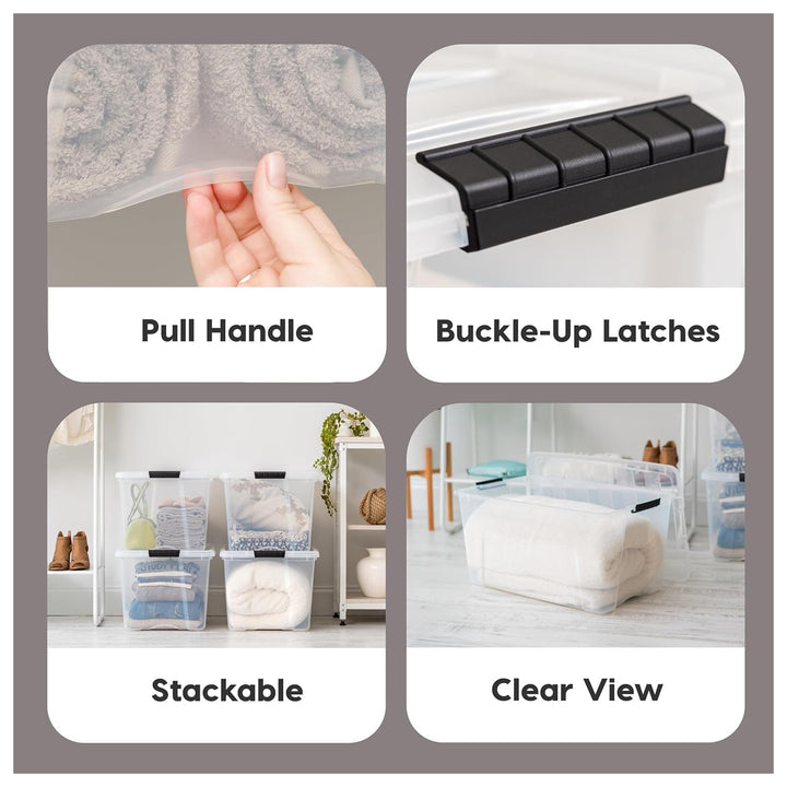 IRIS USA 72 Qt Storage Bins with Lids, Stackable Plastic Containers, Clear, 2 Pk