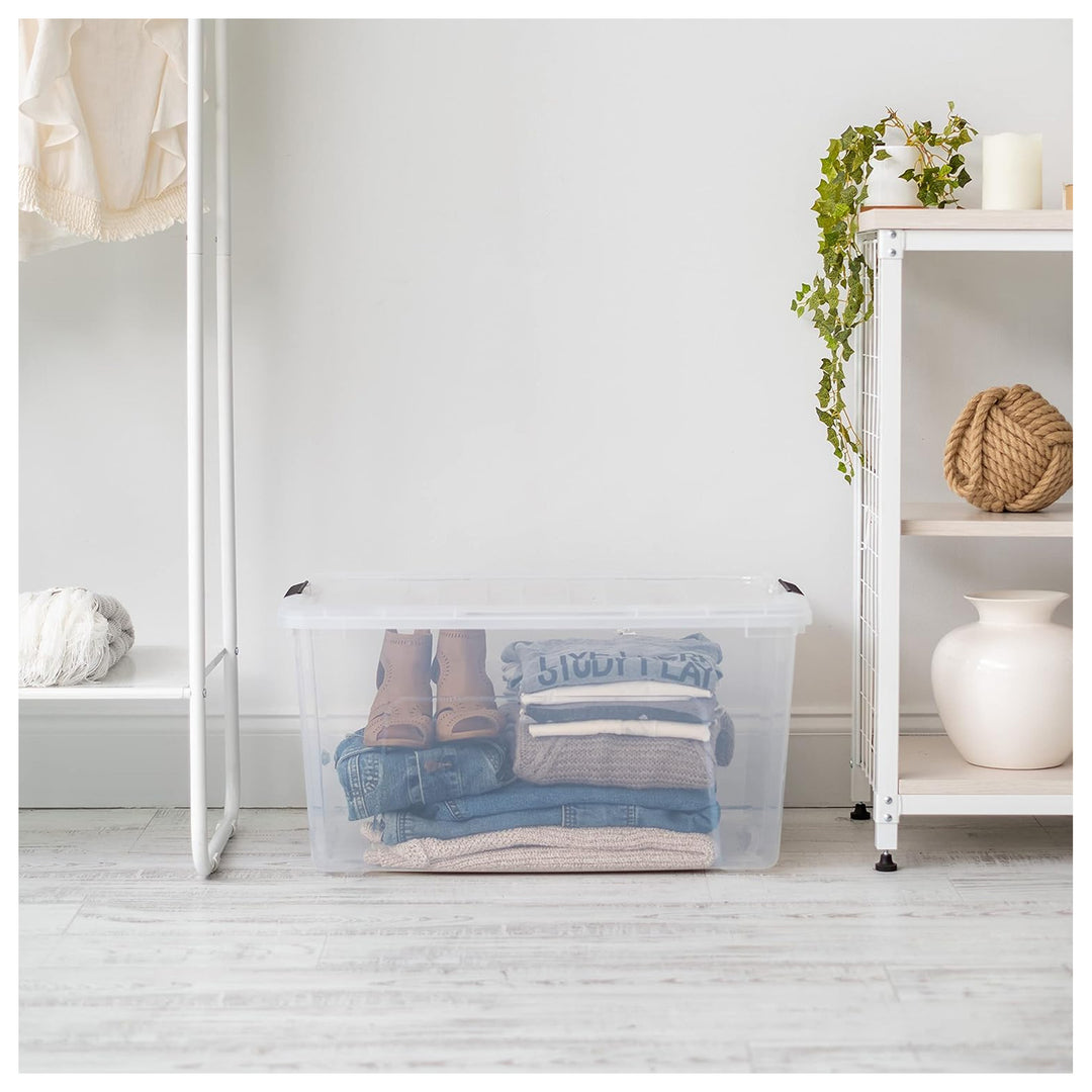 IRIS USA 72 Qt Storage Bins with Lids, Stackable Plastic Containers, Clear, 2 Pk