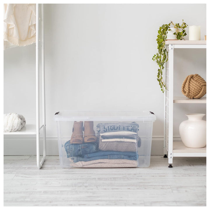 IRIS USA 72 Qt Storage Bins with Lids, Stackable Plastic Containers, Clear, 2 Pk