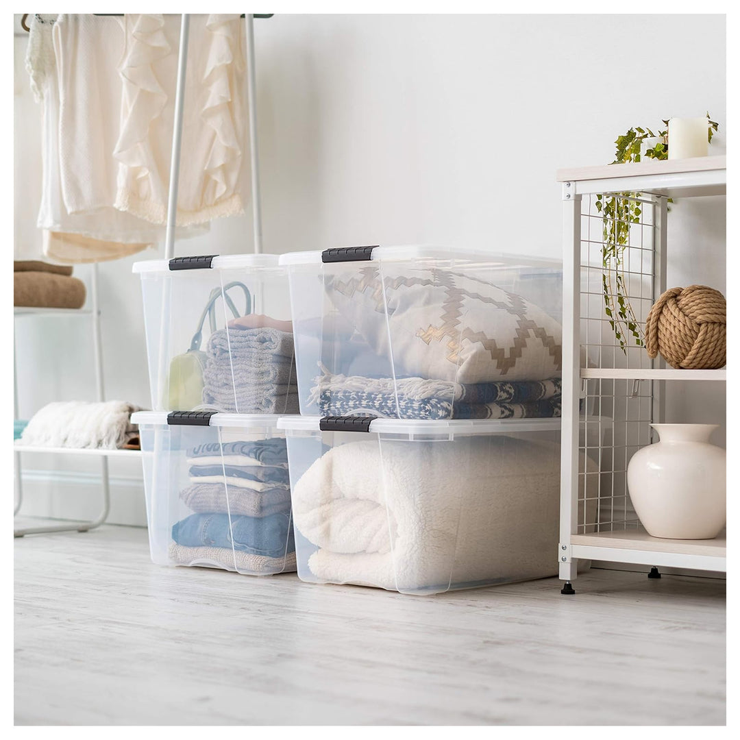 IRIS USA 72 Qt Storage Bins with Lids, Stackable Plastic Containers, Clear, 2 Pk