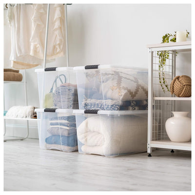 IRIS USA 72 Qt Storage Bins with Lids, Stackable Plastic Containers, (Open Box) - VMInnovations