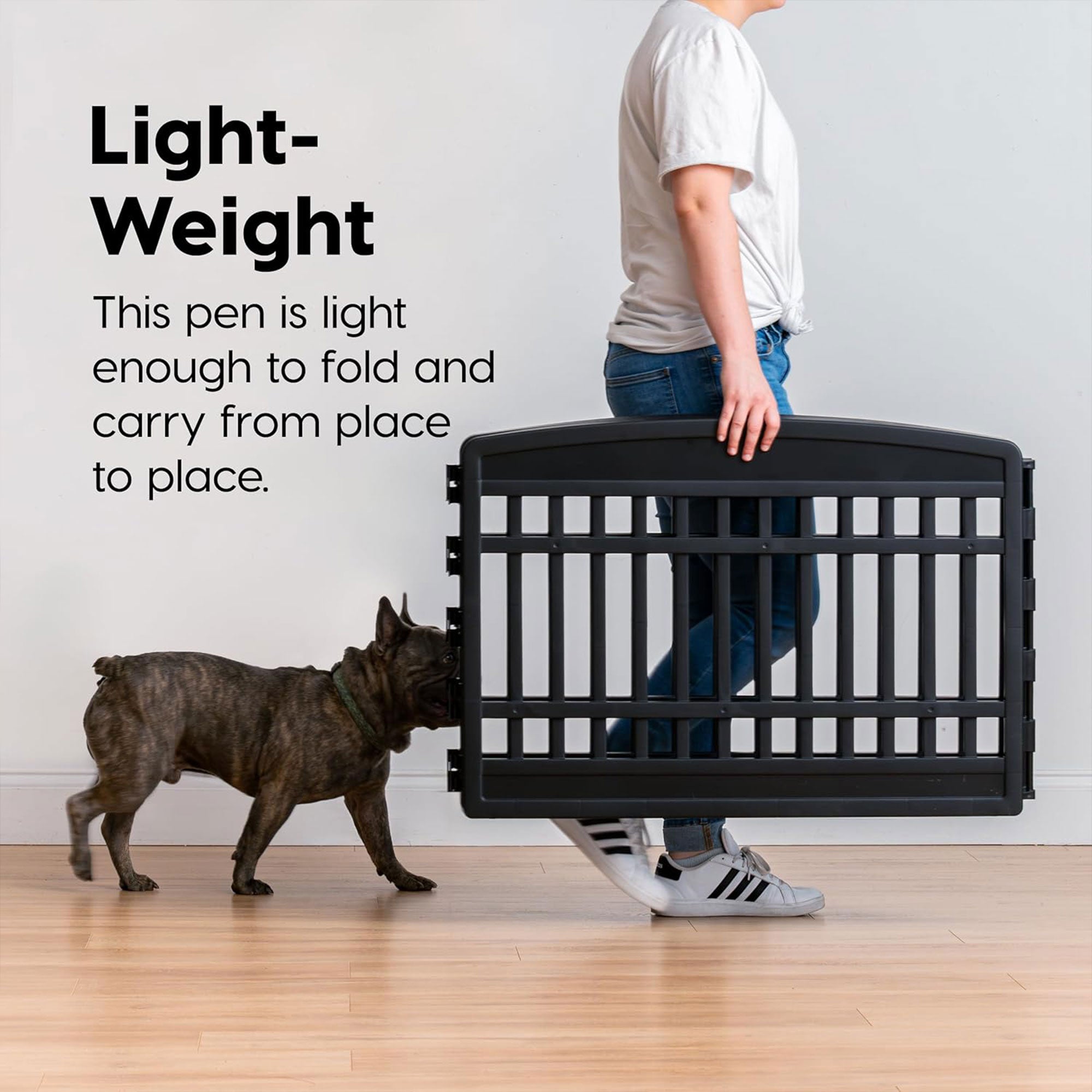 IRIS USA 24" Dog Playpen with Door, 4-Panel Pet Enclosure, Black (Open Box)