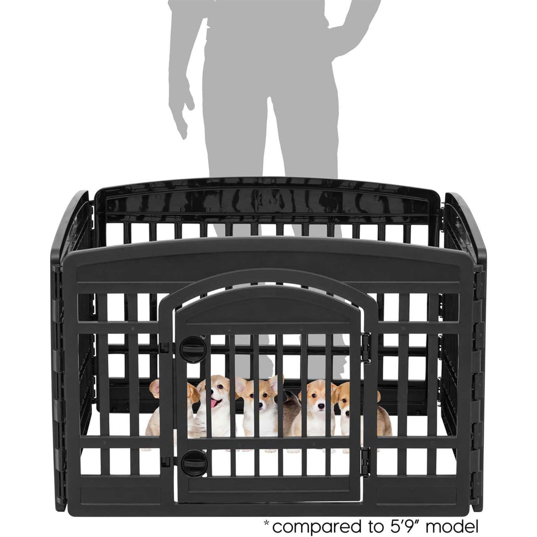 IRIS USA 24" Dog Playpen with Door, 4-Panel Pet Enclosure for Small Dogs, Black