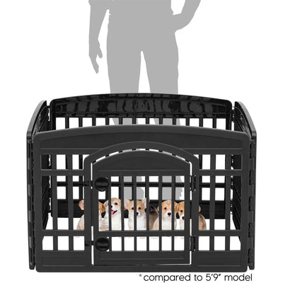 IRIS USA 24" Dog Playpen with Door, 4-Panel Pet Enclosure, Black (Open Box)