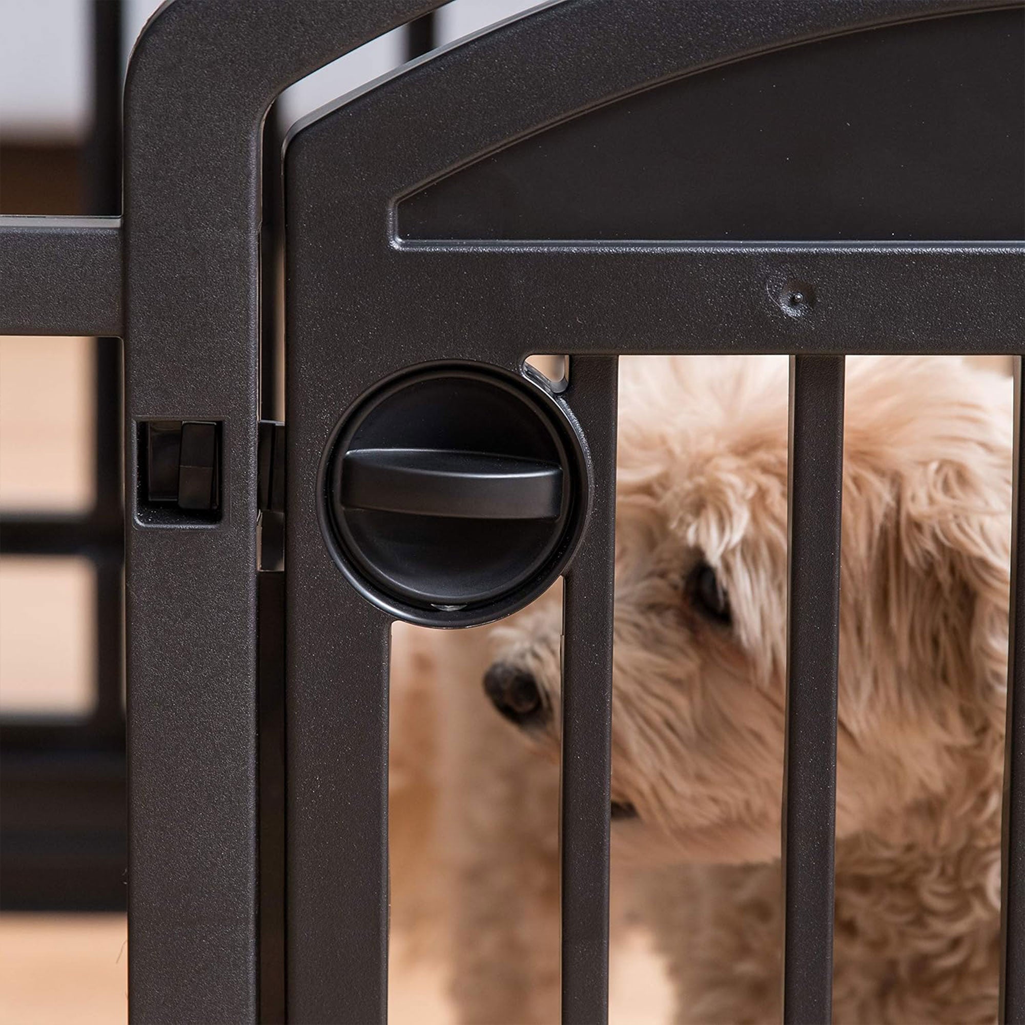 IRIS USA 24" Dog Playpen with Door, 4-Panel Pet Enclosure, Black (Open Box)