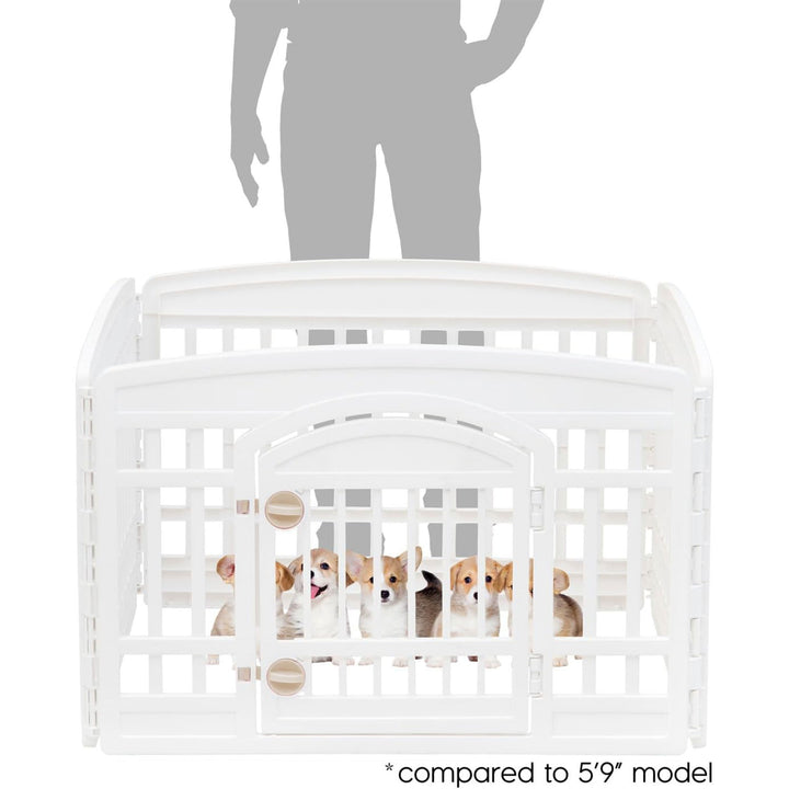 IRIS USA 24" Dog Playpen with Door, 4-Panel Pet Enclosure for Small Dogs, White