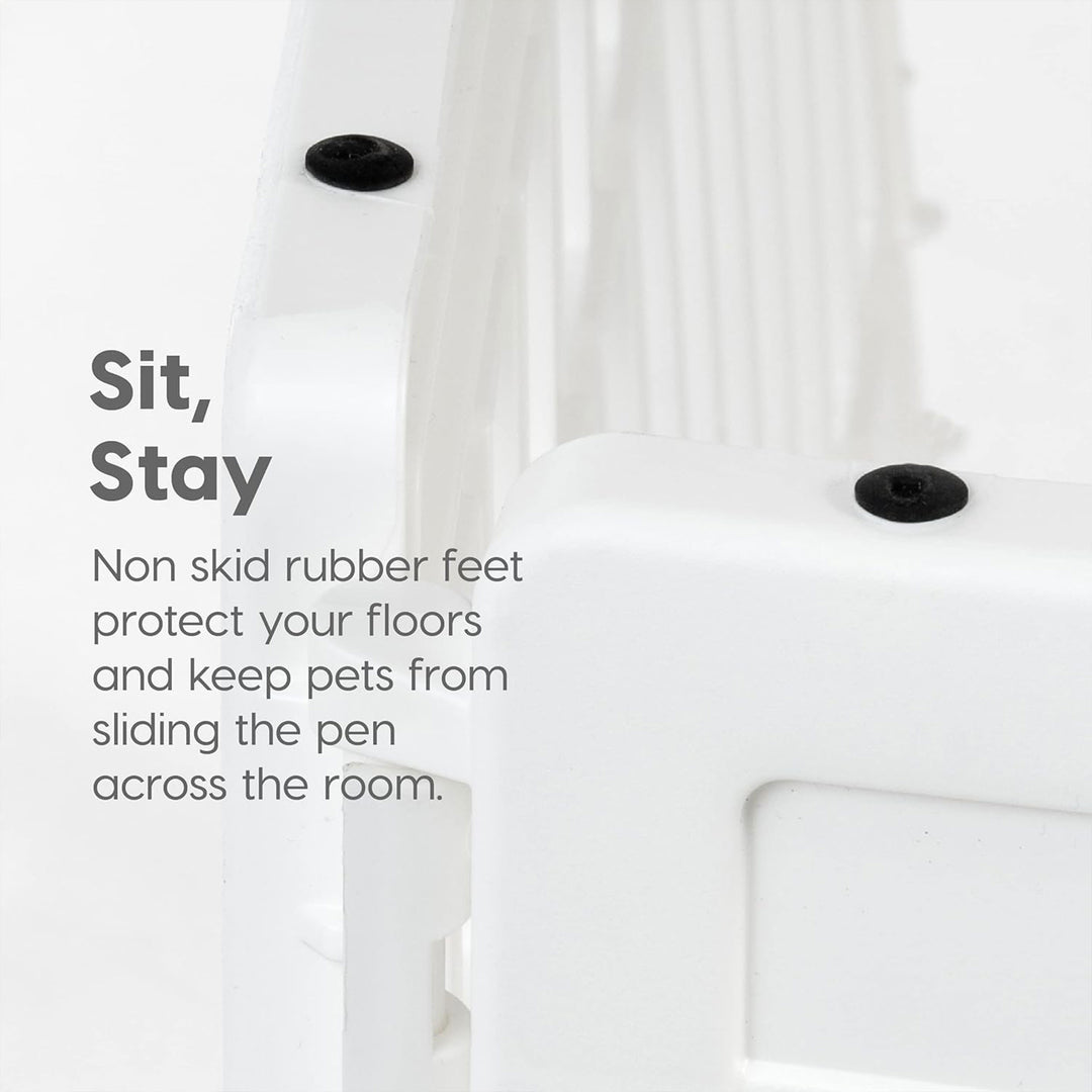 IRIS USA 24" Dog Playpen with Door, 4-Panel Pet Enclosure for Small Dogs, White