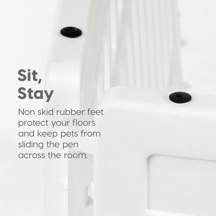 IRIS USA 24" Dog Playpen with Door, 4-Panel Pet Enclosure for Small Dogs, White