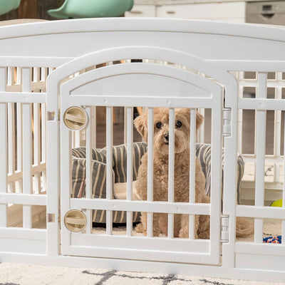 IRIS USA 24" Dog Playpen with Door, 4-Panel Pet Enclosure for Small Dogs (Used)
