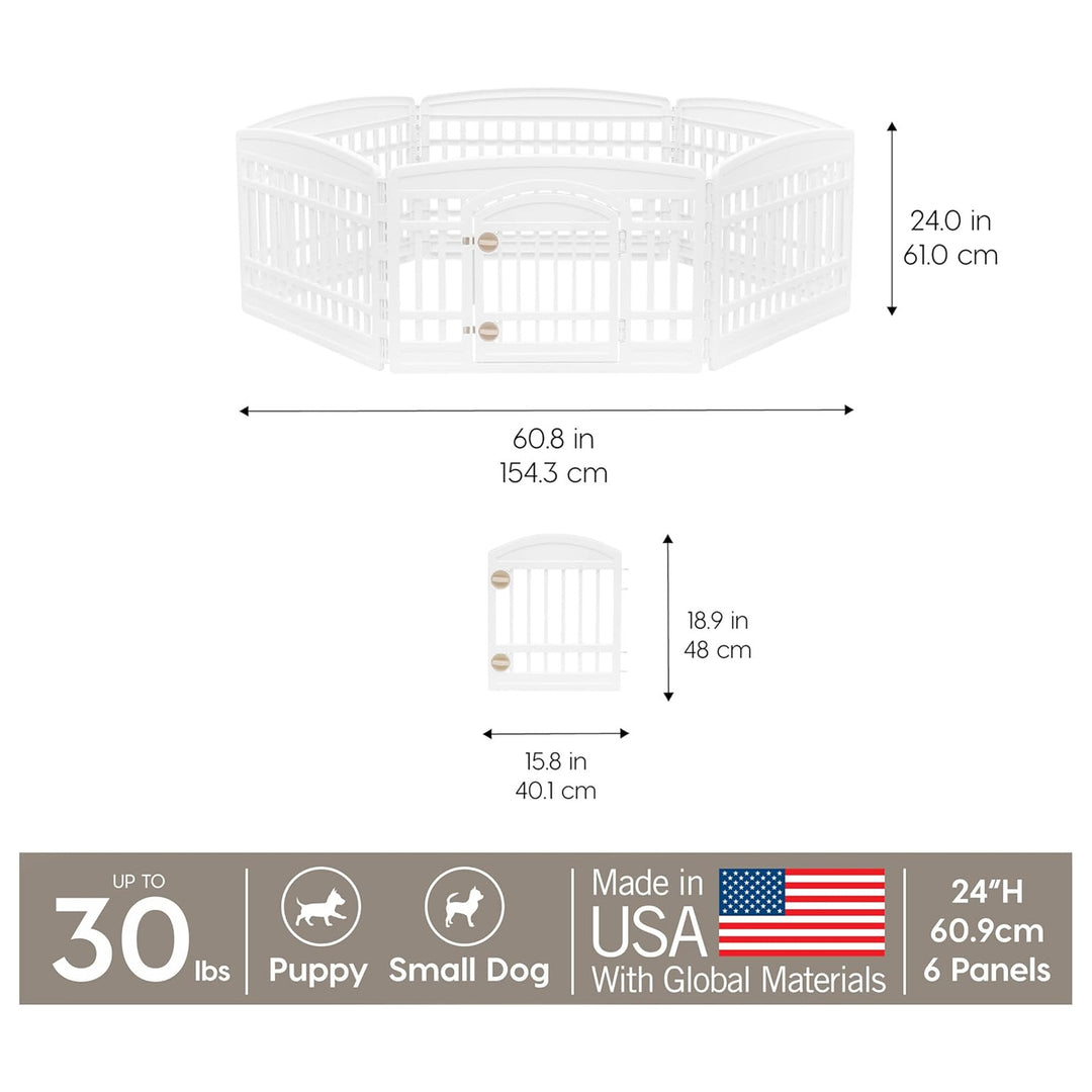 IRIS USA 24" 6-Panel Dog Playpen with Door, Indoor Pet Puppy Fence (Open Box)