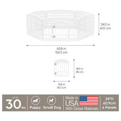 IRIS USA 24" 6-Panel Dog Playpen with Door, Indoor Pet Puppy Fence (Open Box) - VMInnovations