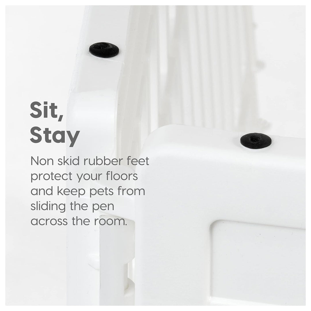 IRIS USA 24 Inch 6-Panel Dog Playpen with Door, Indoor Pet Puppy Fence, White