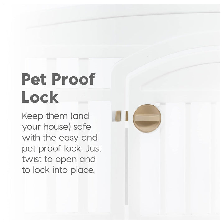 IRIS USA 24 Inch 6-Panel Dog Playpen with Door, Indoor Pet Puppy Fence, White
