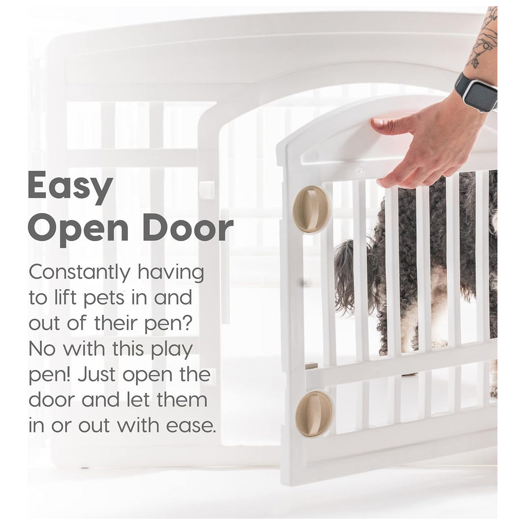 IRIS USA 24 Inch 6-Panel Dog Playpen with Door, Indoor Pet Puppy Fence, White