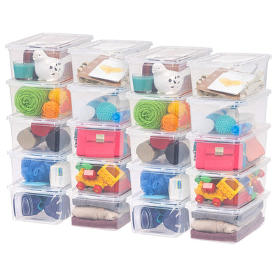 IRIS USA 40 Pack 6 Qt Storage Bin, Clear Stackable Plastic Containers with Lids - VMInnovations