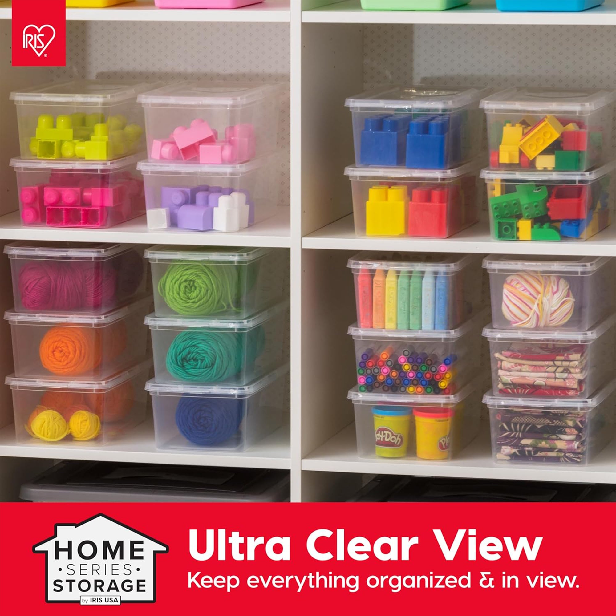 IRIS USA 40 Pack 6 Qt Storage Bin, Clear Stackable Plastic Containers with Lids - VMInnovations
