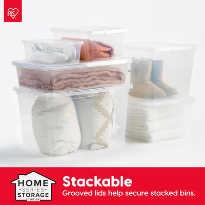IRIS USA 40 Pack 6 Qt Storage Bin, Clear Stackable Plastic Containers with Lids - VMInnovations