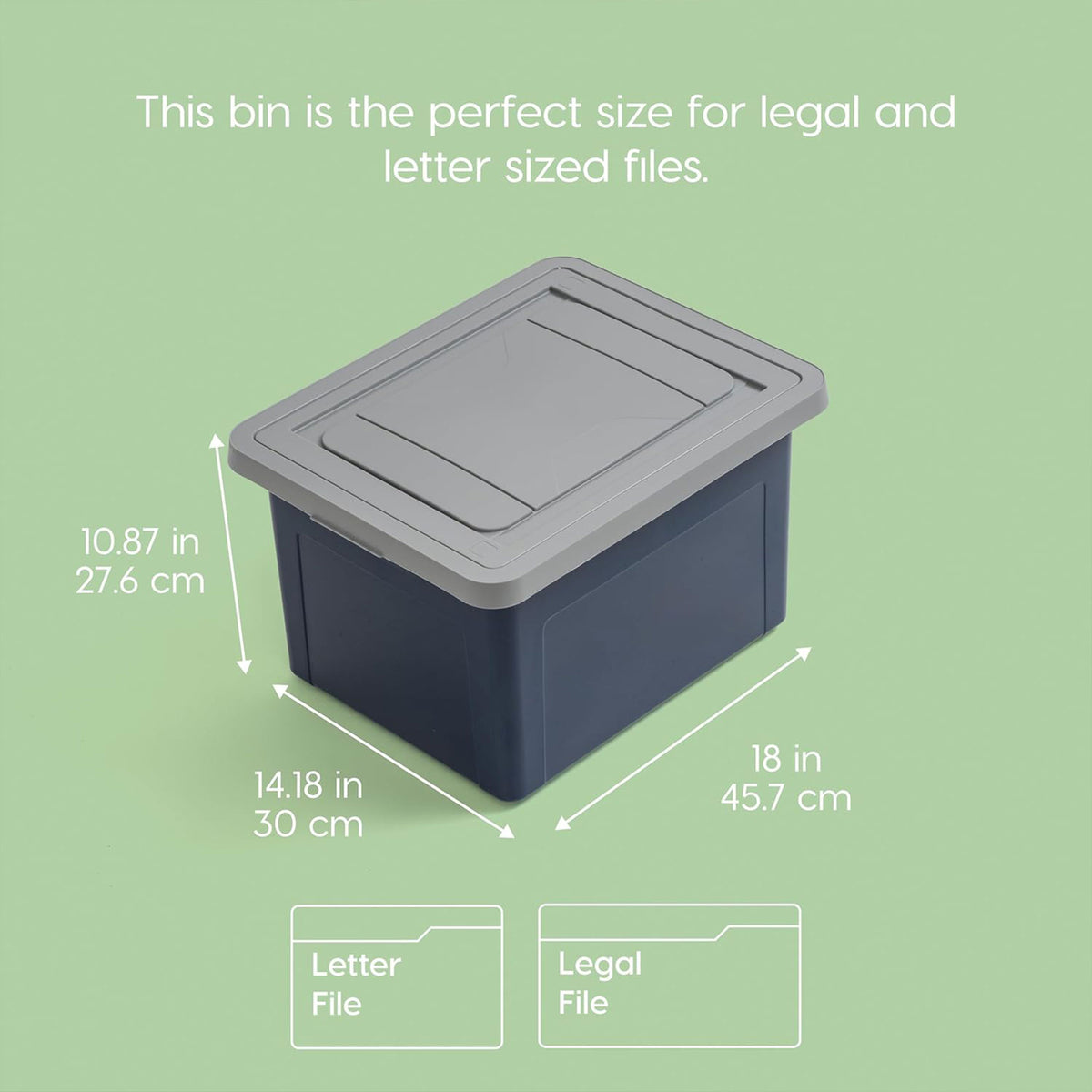 IRIS USA 8 Pack Plastic Organizer with Lids for Letter/Legal Files, Navy/Gray