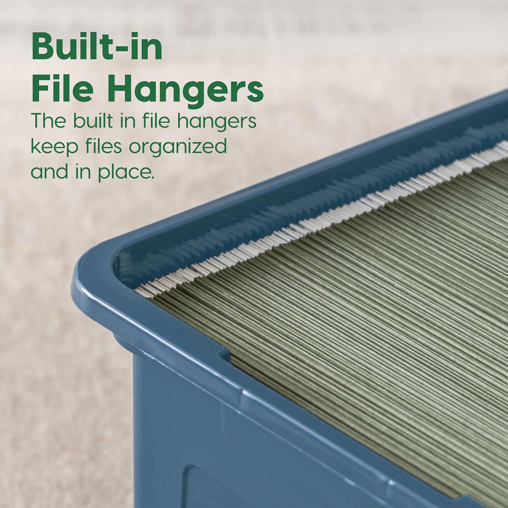 IRIS USA 8 Pack Plastic Organizer with Lids for Letter/Legal Files, Navy/Gray