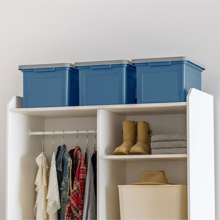 IRIS USA Plastic Organizer with Lids for Letter/Legal Files, Navy/Gray, 4 Pack