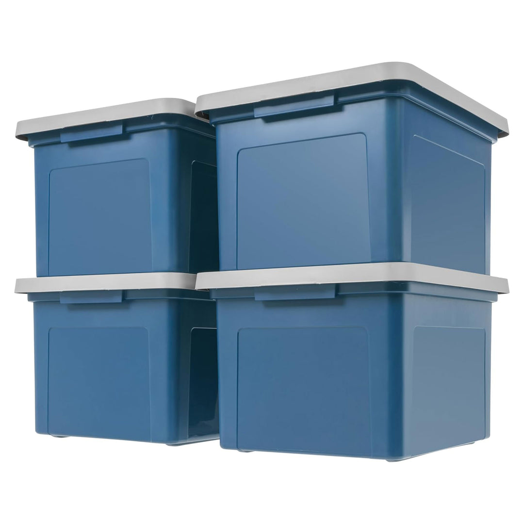 IRIS USA Plastic Organizer with Lids for Letter/Legal Files, Navy/Gray, 4 Pack