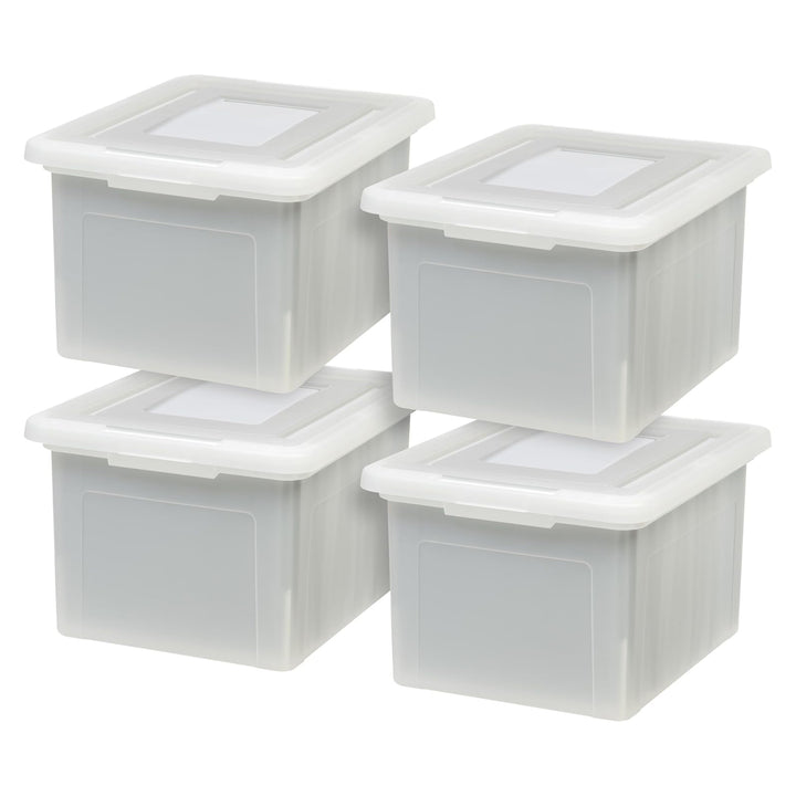 IRIS USA Plastic Organizer with Lids for Letter/Legal File, Pearl, 4 Pack