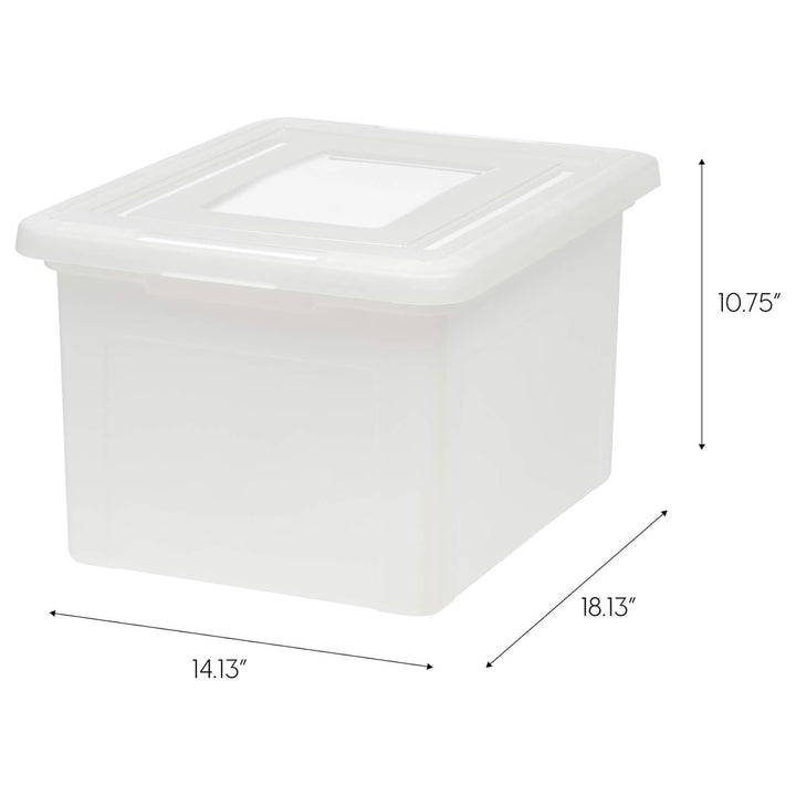 IRIS USA Plastic Organizer with Lids for Letter/Legal File, Pearl, 4 Pack