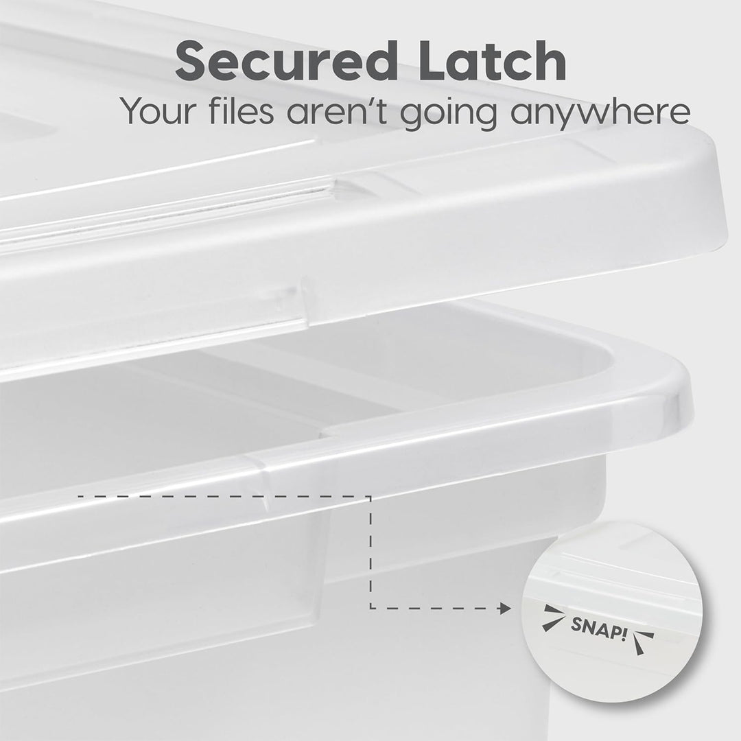 IRIS USA Plastic Organizer with Lids for Letter/Legal File, Pearl, 4 Pack