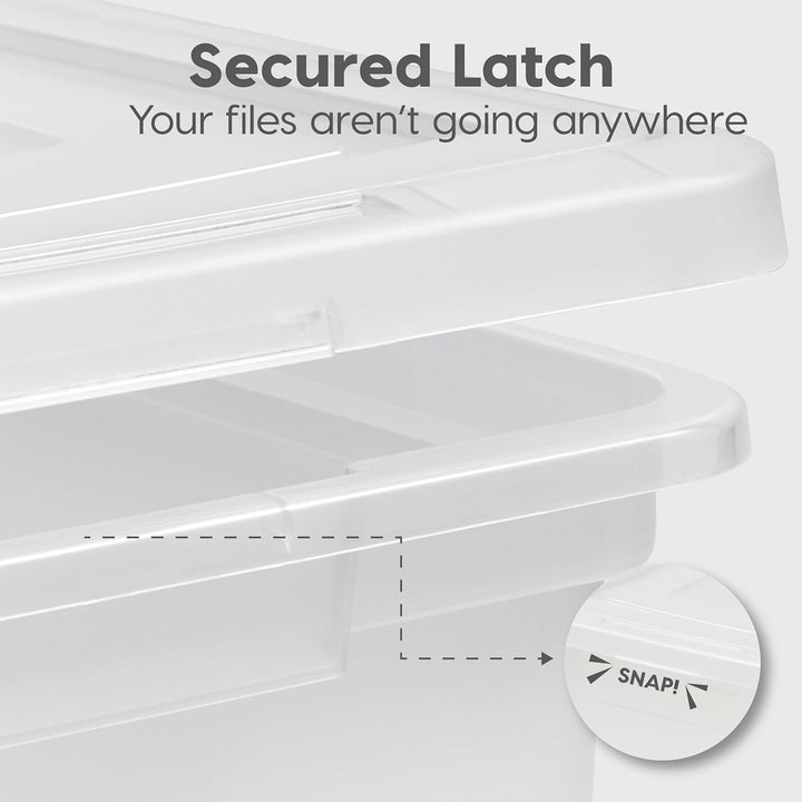 IRIS USA Plastic Organizer with Lids for Letter/Legal File, Pearl, 4 Pack