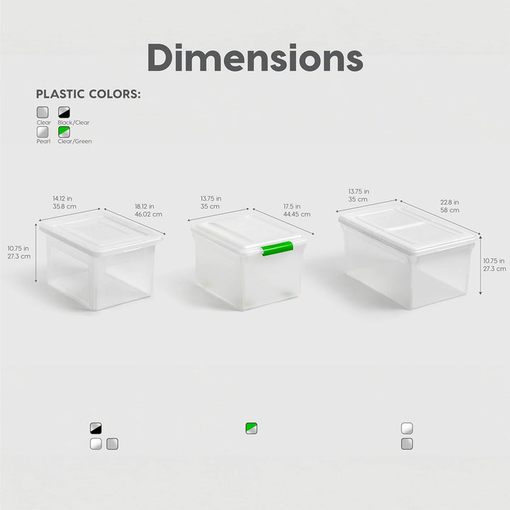 IRIS USA Plastic Organizer with Lids for Letter/Legal File, Pearl, 4 Pack