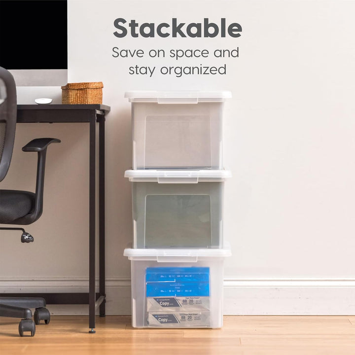 IRIS USA Plastic Organizer with Lids for Letter/Legal File, Pearl, 4 Pack