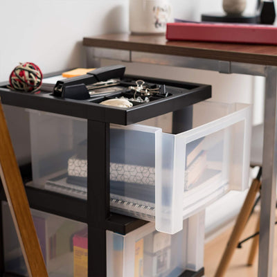 IRIS USA 3-Drawer Plastic Storage Organizer Cart with Caster Wheels (Open Box)
