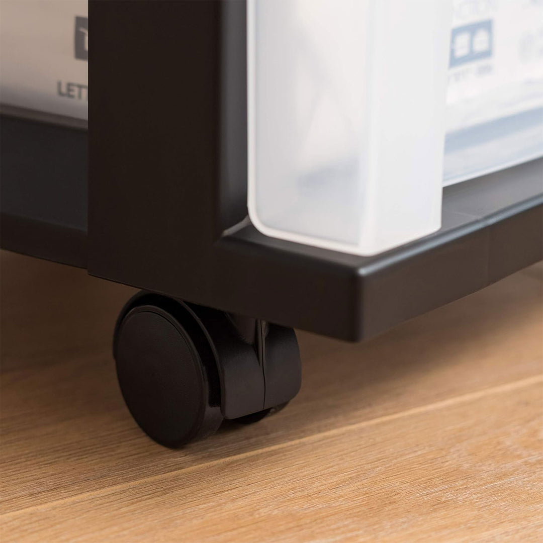 IRIS USA 3-Drawer Plastic Storage Organizer Cart with Caster Wheels, Black/Clear