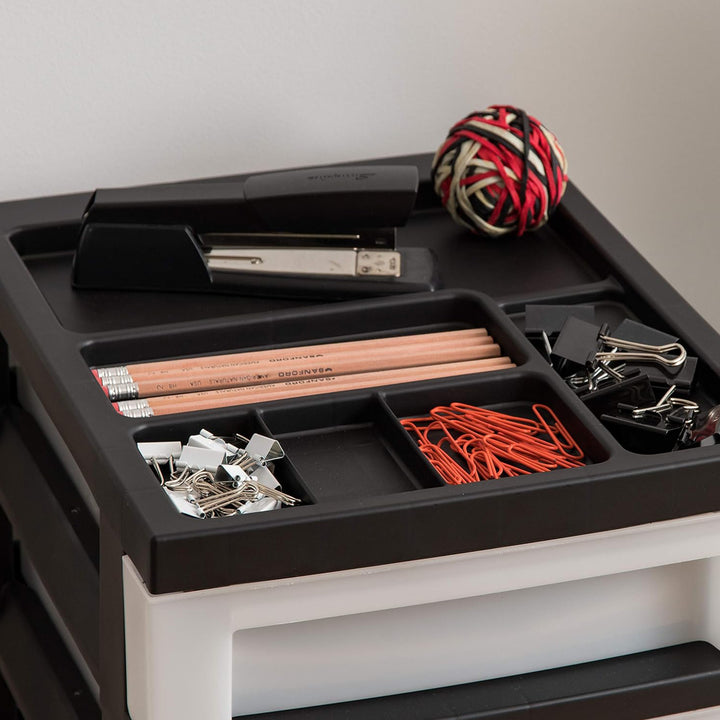 IRIS USA 10-Drawer Plastic Storage Cart with Wheels for Craft and Office, Black