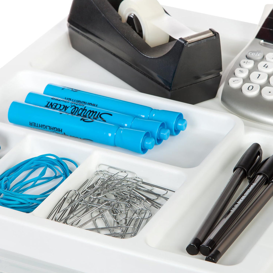 IRIS USA 10-Drawer Plastic Storage Organizer Cart and Caster Wheels, White/Clear