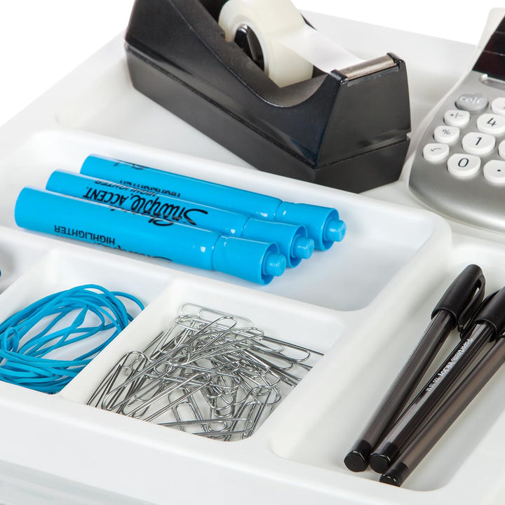 IRIS USA 10-Drawer Plastic Storage Organizer Cart and Caster Wheels, White/Clear